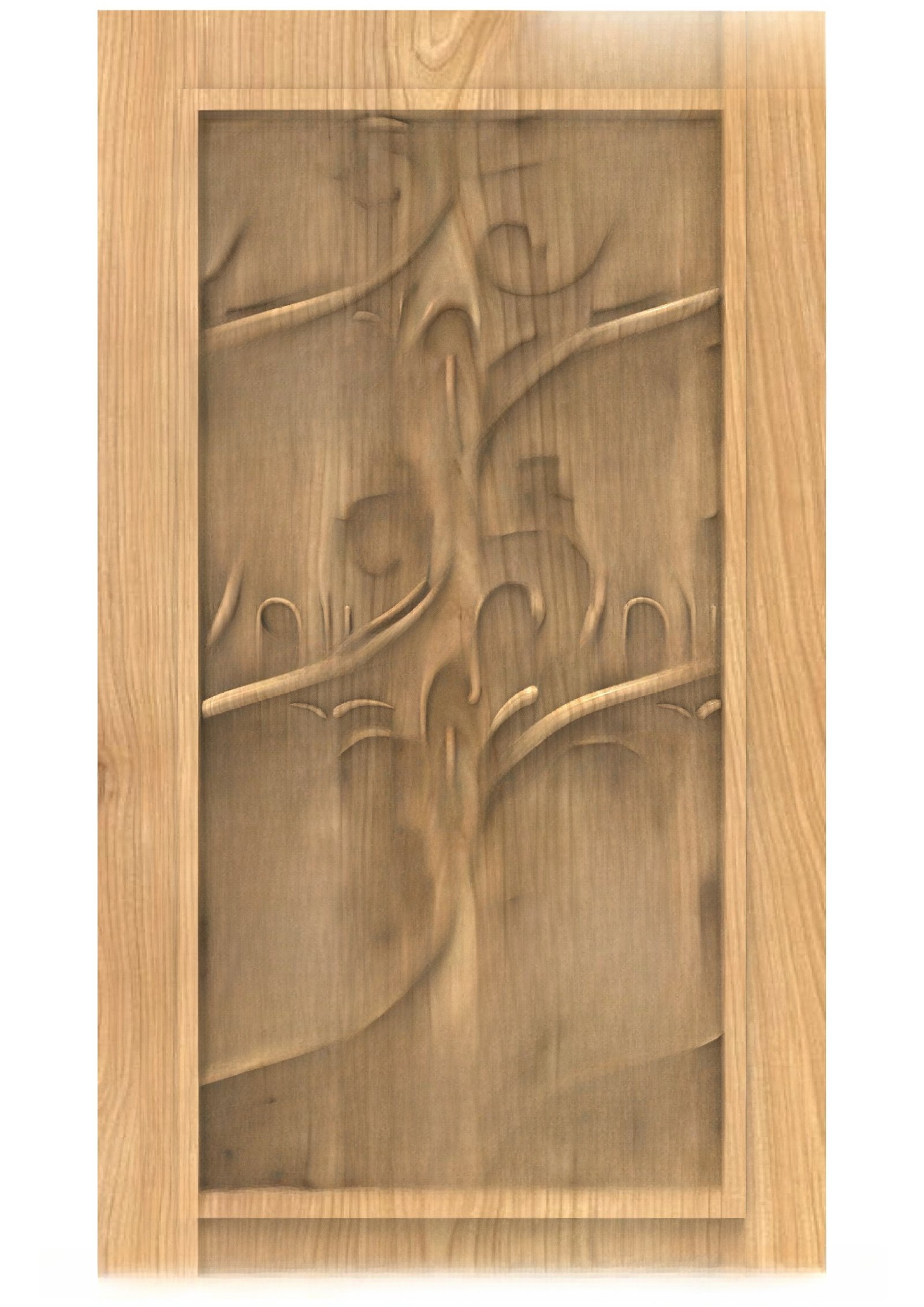 GSK DELITE DOORS - DL-59 Abstract Organic Fluid Relief Wood Carving Design